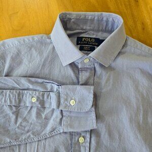 Polo Ralph Lauren Men's Slim Fit Stretch Button Up Dress Shirt Blue Sz 14.5 37